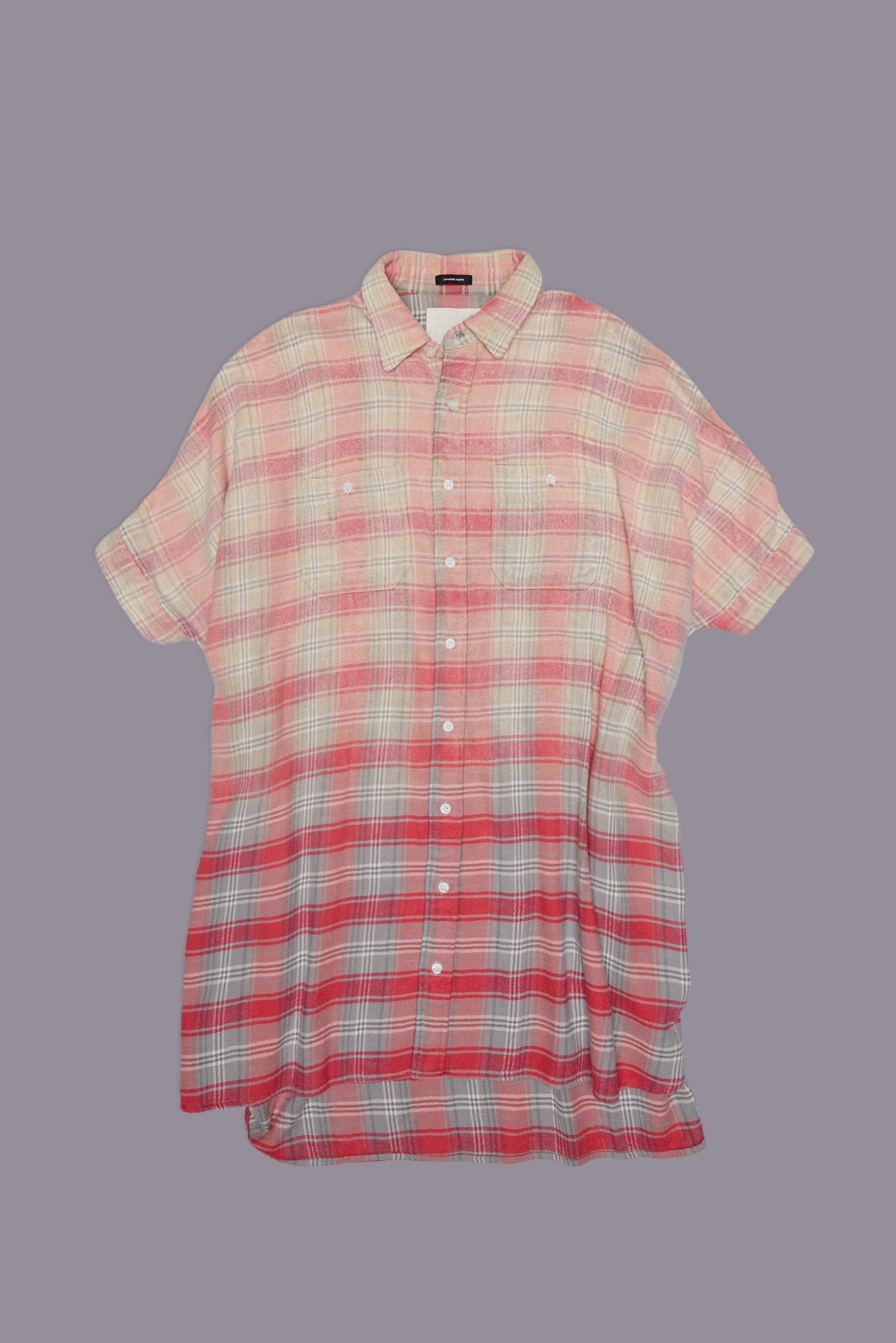 PLAID OVERSIZED BOXY SHIRTDRESS - BLEACHED OUT PINK/GREY PLAID - R13