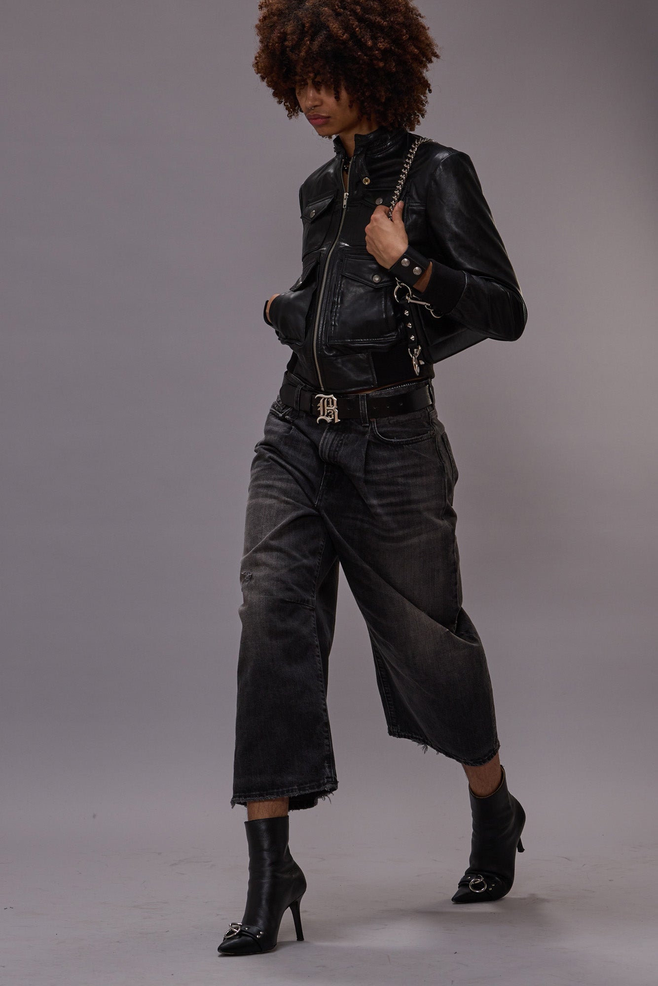 CROP WIDE LEG JEAN - WILSON BLACK