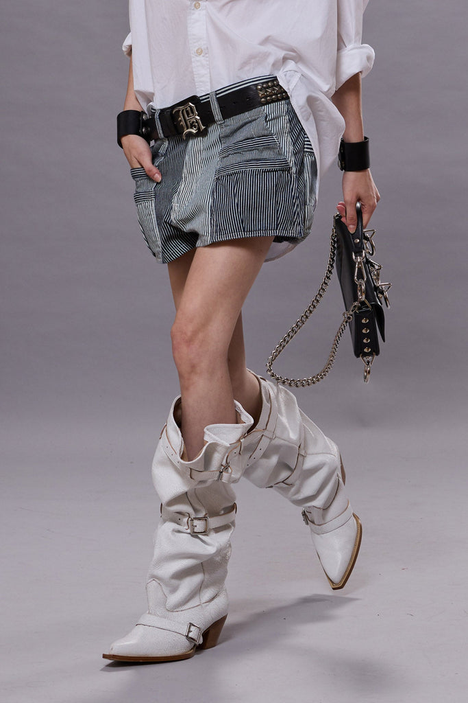 D'ARCY UTILITY SHORT - MULTI STRIPE RAILROAD