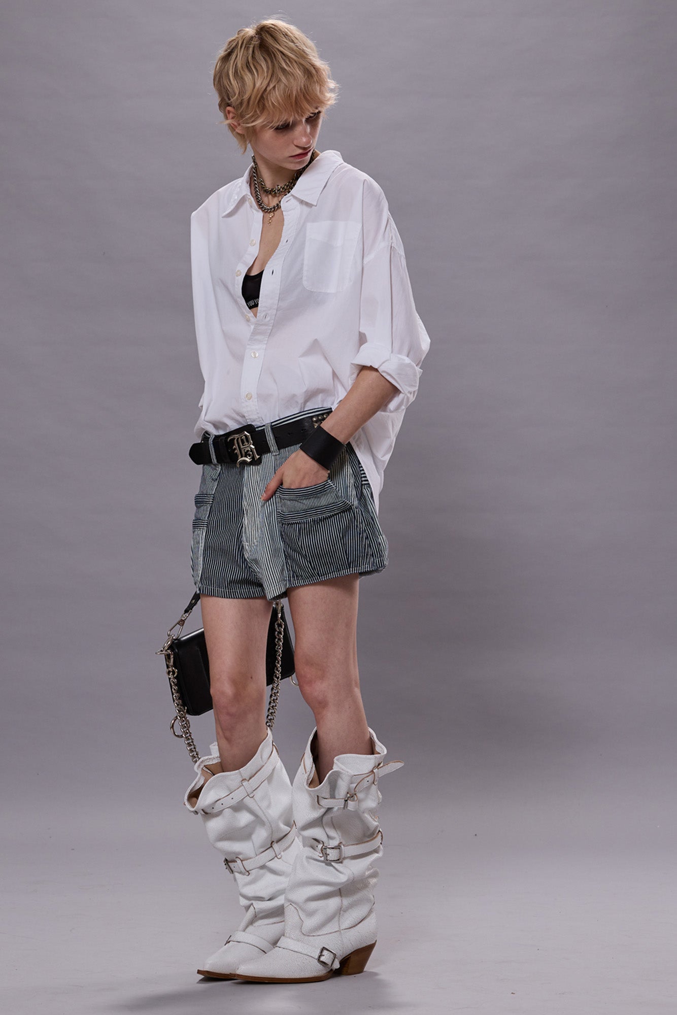 D'ARCY UTILITY SHORT - MULTI STRIPE RAILROAD - R13