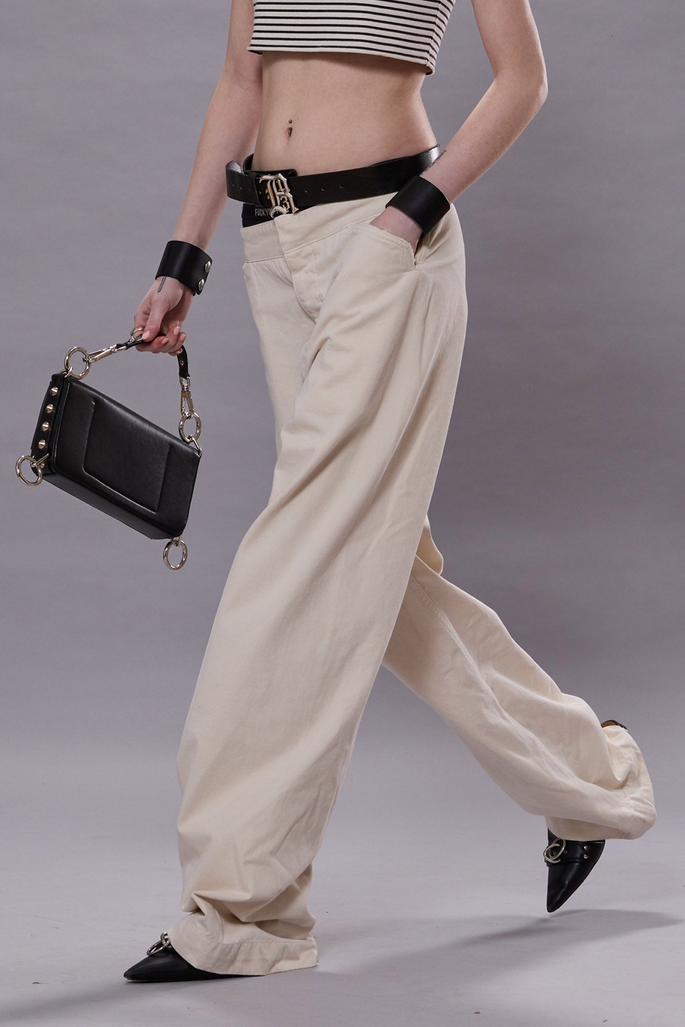 LACE BACK SAILOR PANT - NATURAL SLUBBY TWILL - R13