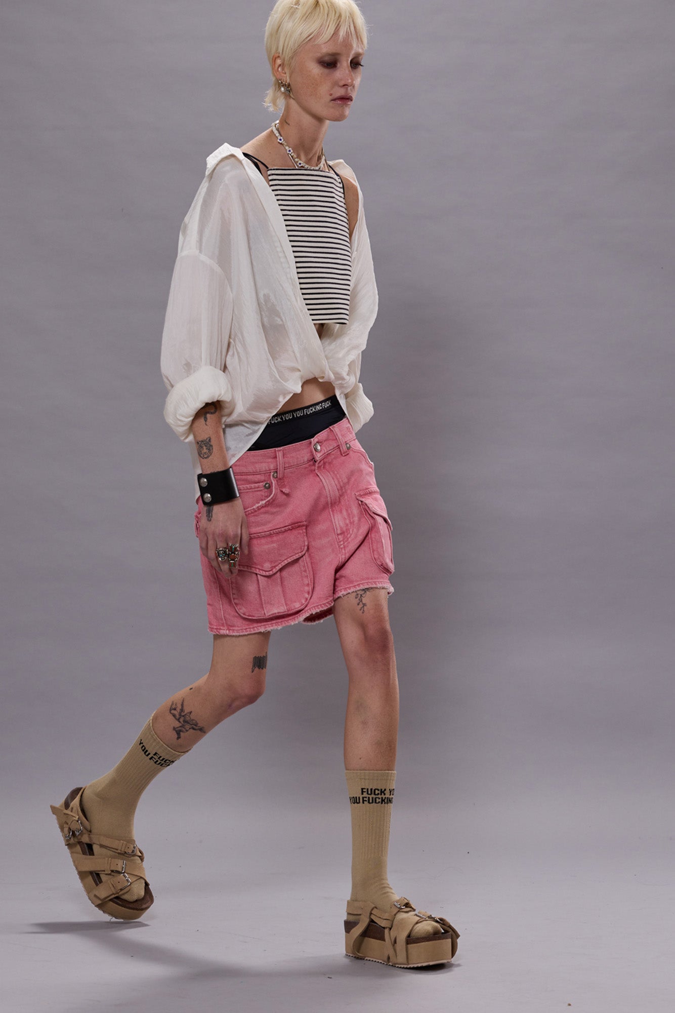 MULTI POCKET SHORTS - CORAL STRETCH - R13