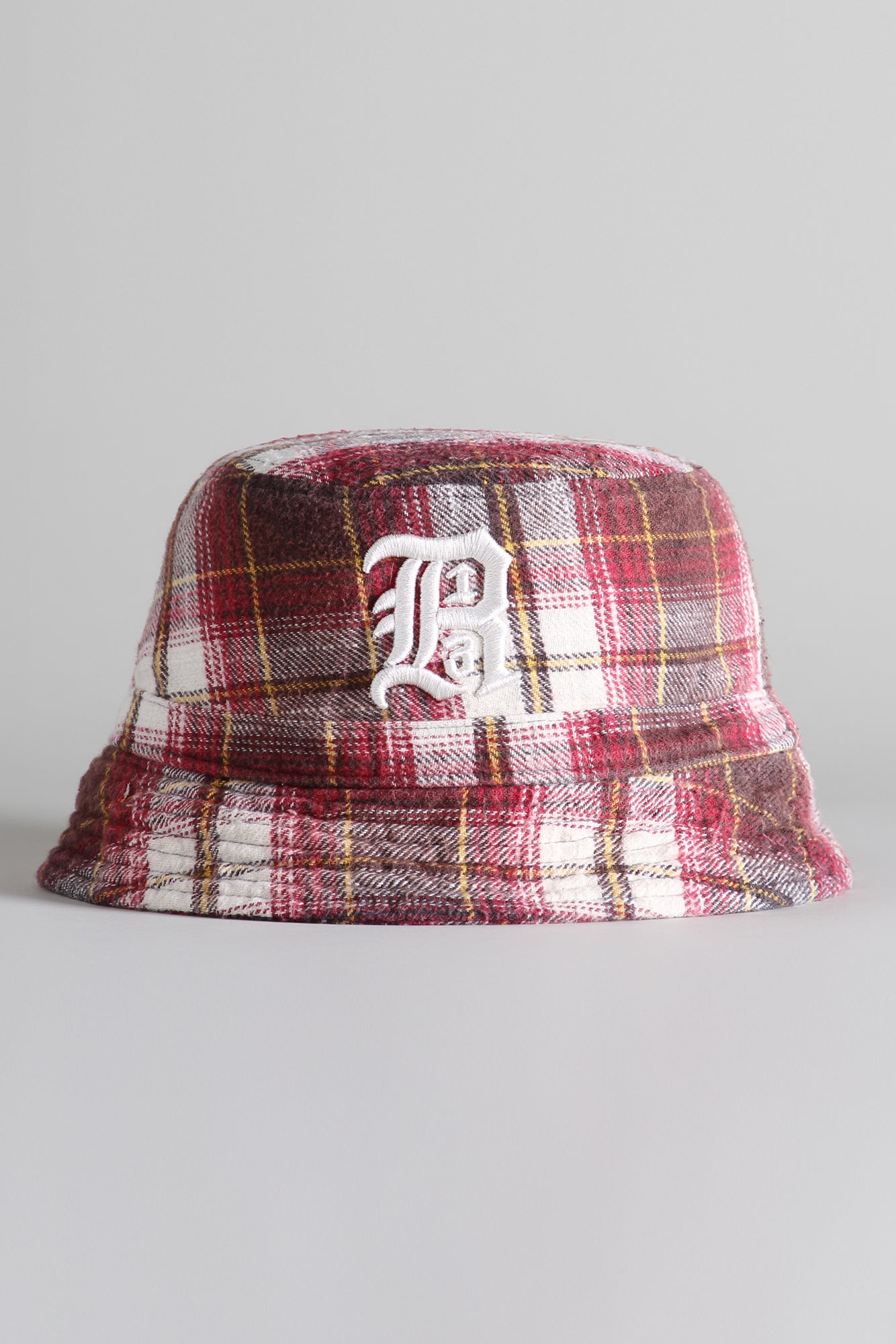 LAYERED BUCKET HAT - ECRU/MAROON PLAID